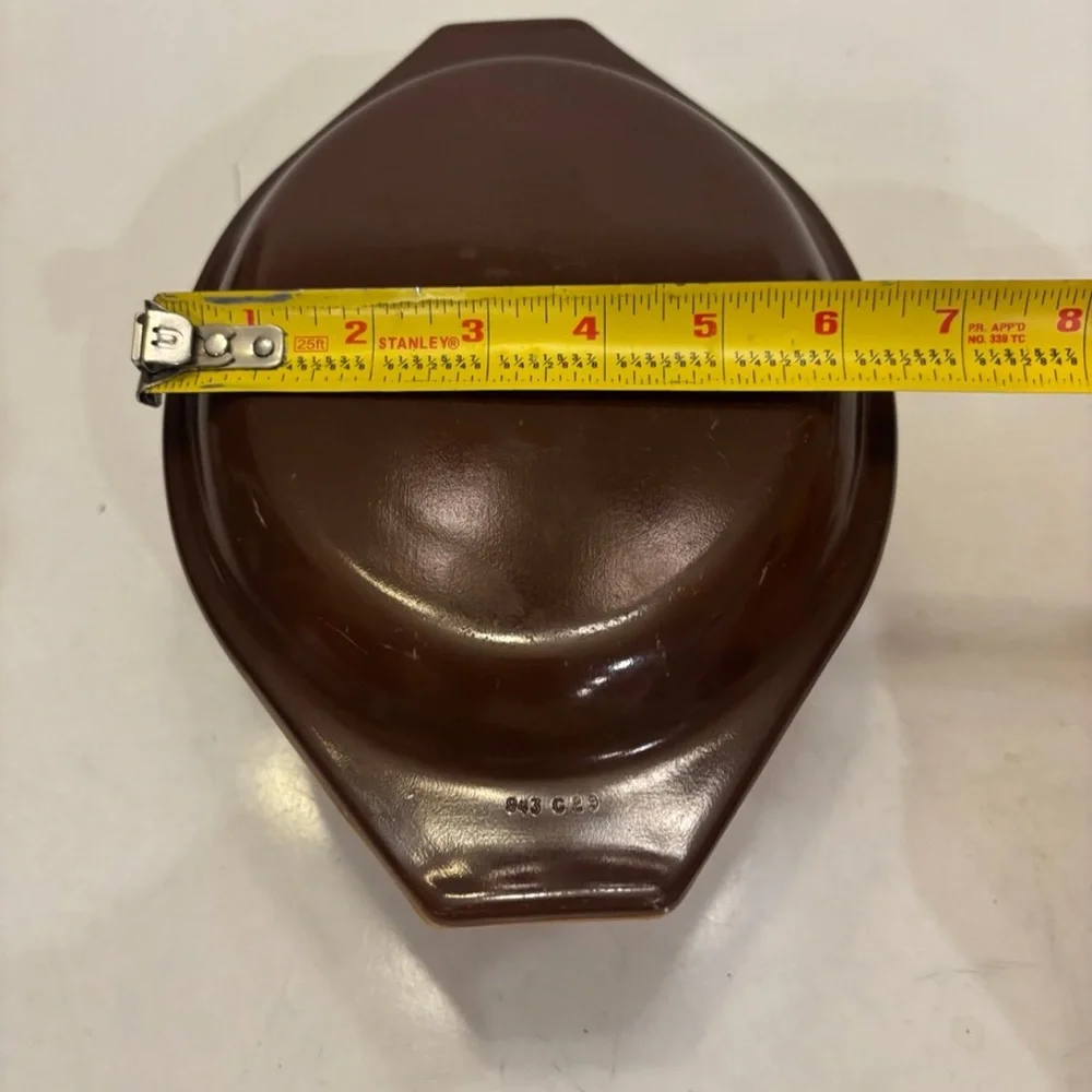 Vintage 1970's Pyrex 043 Old Orchard 1.5 Liter Oval Casserole Dish w Brown Lid